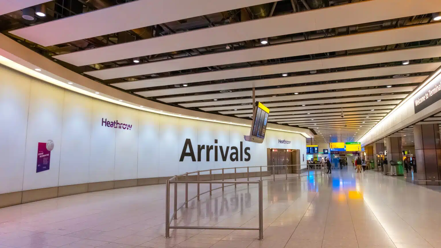 How to Get From Heathrow Airport to Central London The arrivals hall at Heathrow Airport in London.