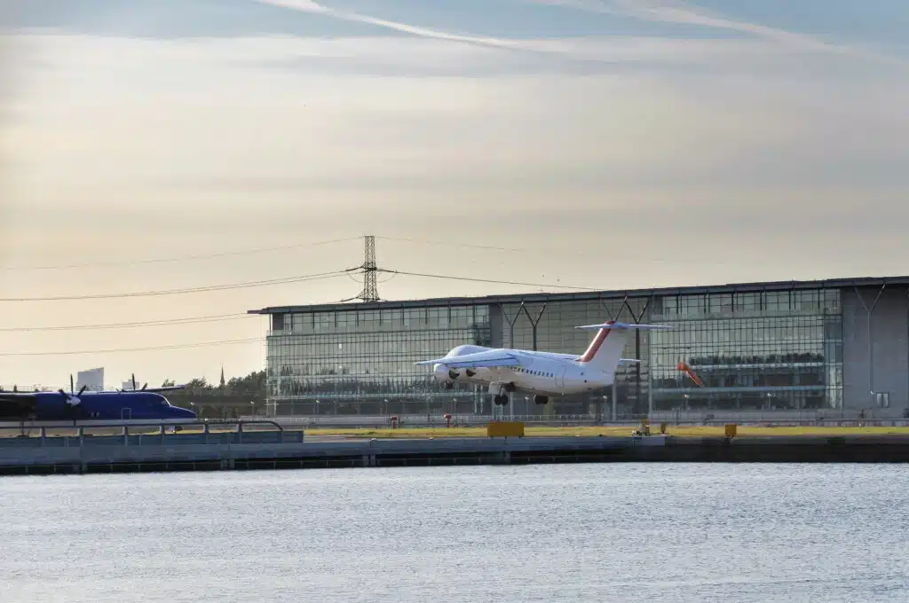4 Useful Facts About London City Airport A plane taking off from London City Airport.